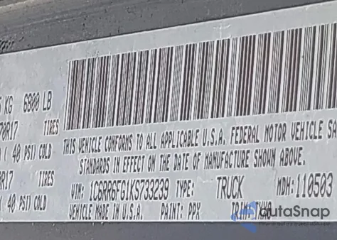 2019 Ram 1500 Classic Tradesman 4X2 6'4 Box from USA, damaged, VIN 1C6RR6FG1KS733239